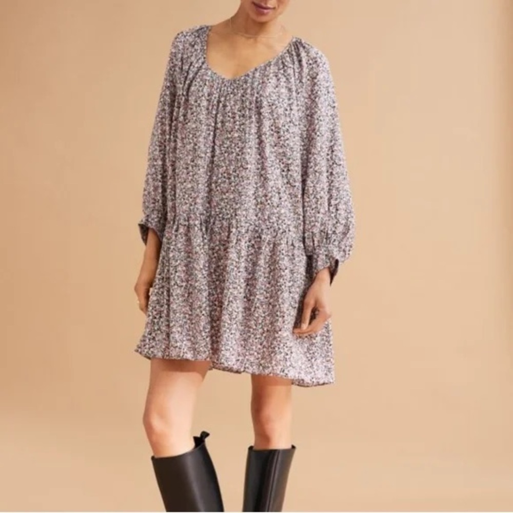 H&M| Floral Boho Long Sleeve Mini Dress Sz M